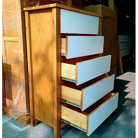 Oak 01 : Tủ 5 Ngăn Kéo Gỗ Sồi ( Tự Nhiên + Trắng )